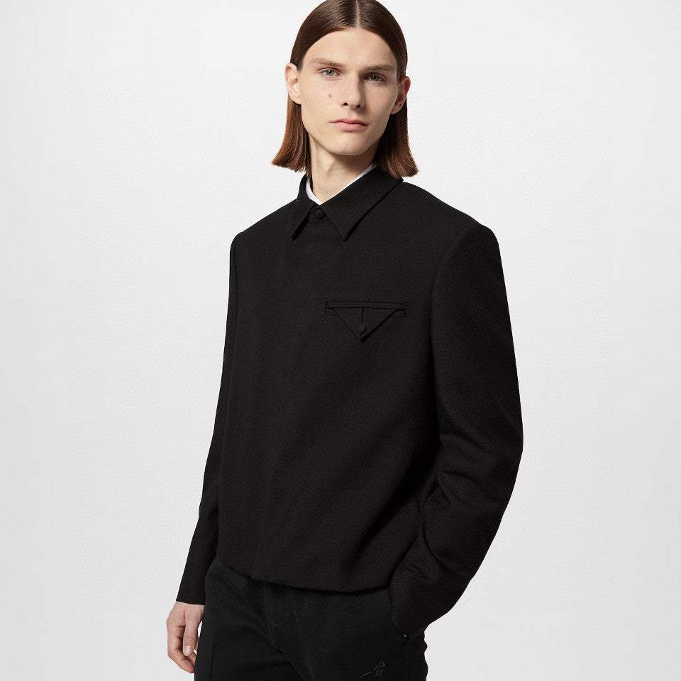 Louis Vuitton Men's Spring/Autumn Black Logo Letter Beaded Wool Long Sleeve Jacket #98171