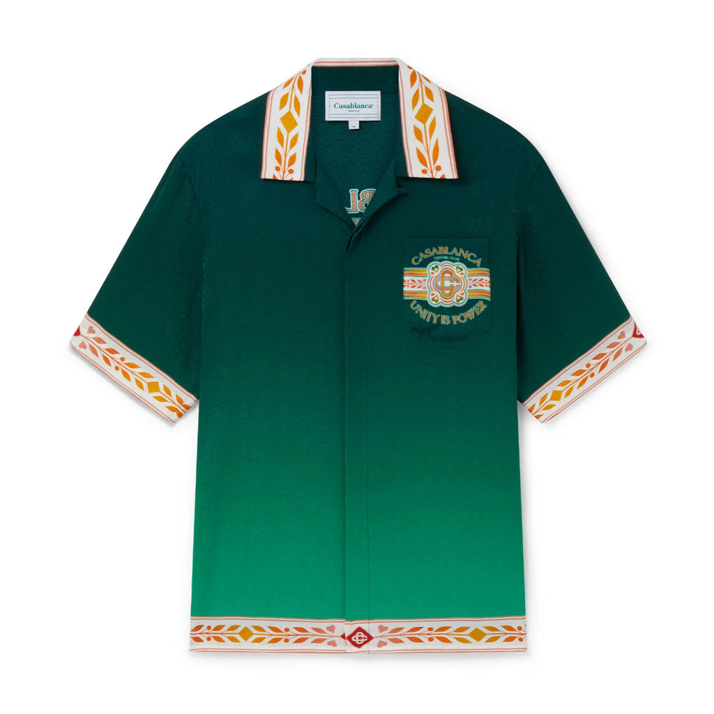 Casablanca Men's Summer Colorblocking Gradient Lapel Single Breasted Short Sleeve Shirt Loose Casual Shorts Set Suit #72255