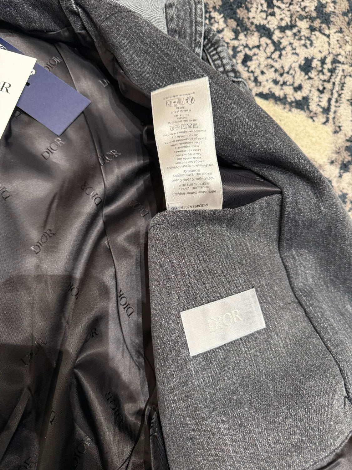 DIOR CD Box Hooded Blouson Jacket Gray Cotton Twill #336938