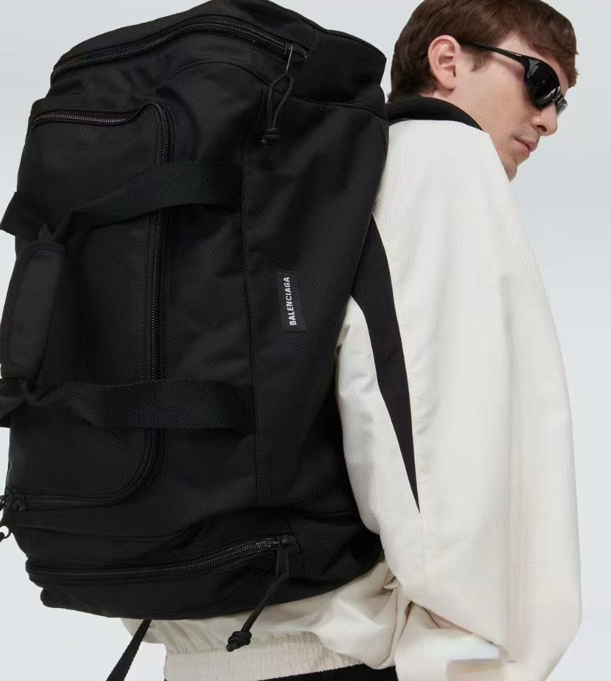 Balenciaga Men's Black Letter Logo Zipper Closure Polyester Backpack Shoulder Bag Tote Bags #75667