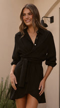 Zaida Shirt Mini Dress - Black