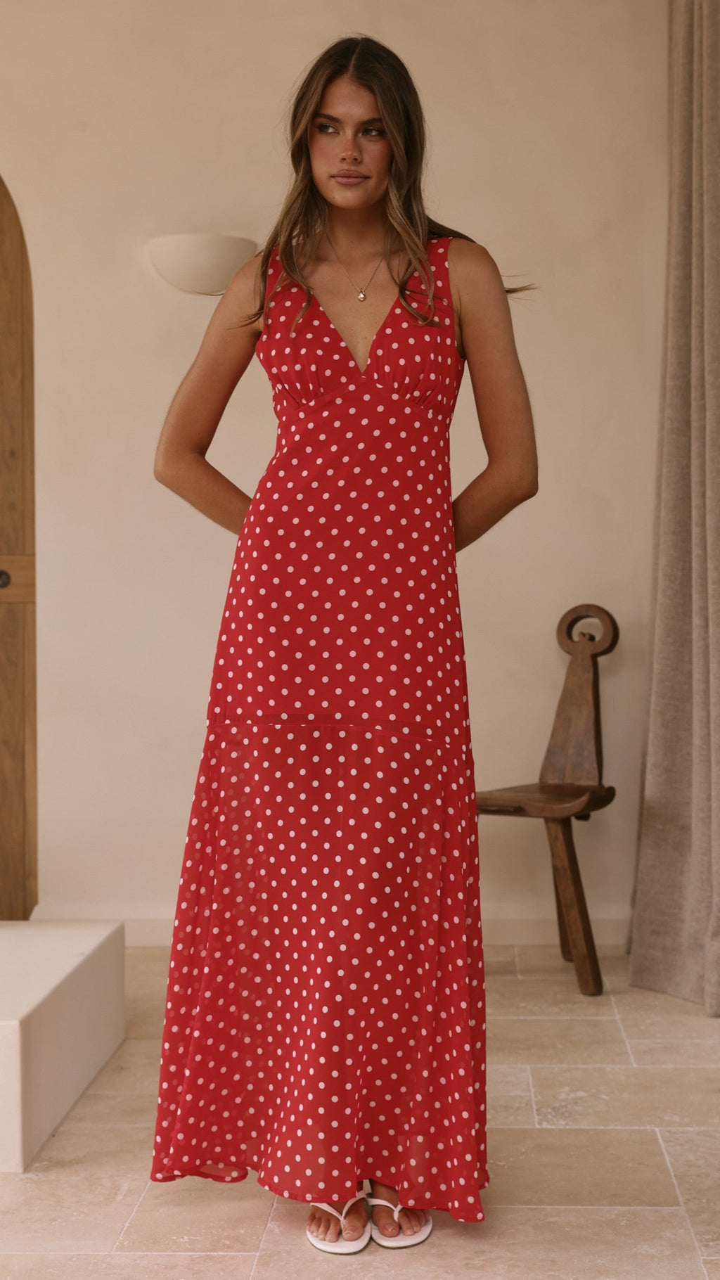 Oriella Maxi Dress - Red Polka