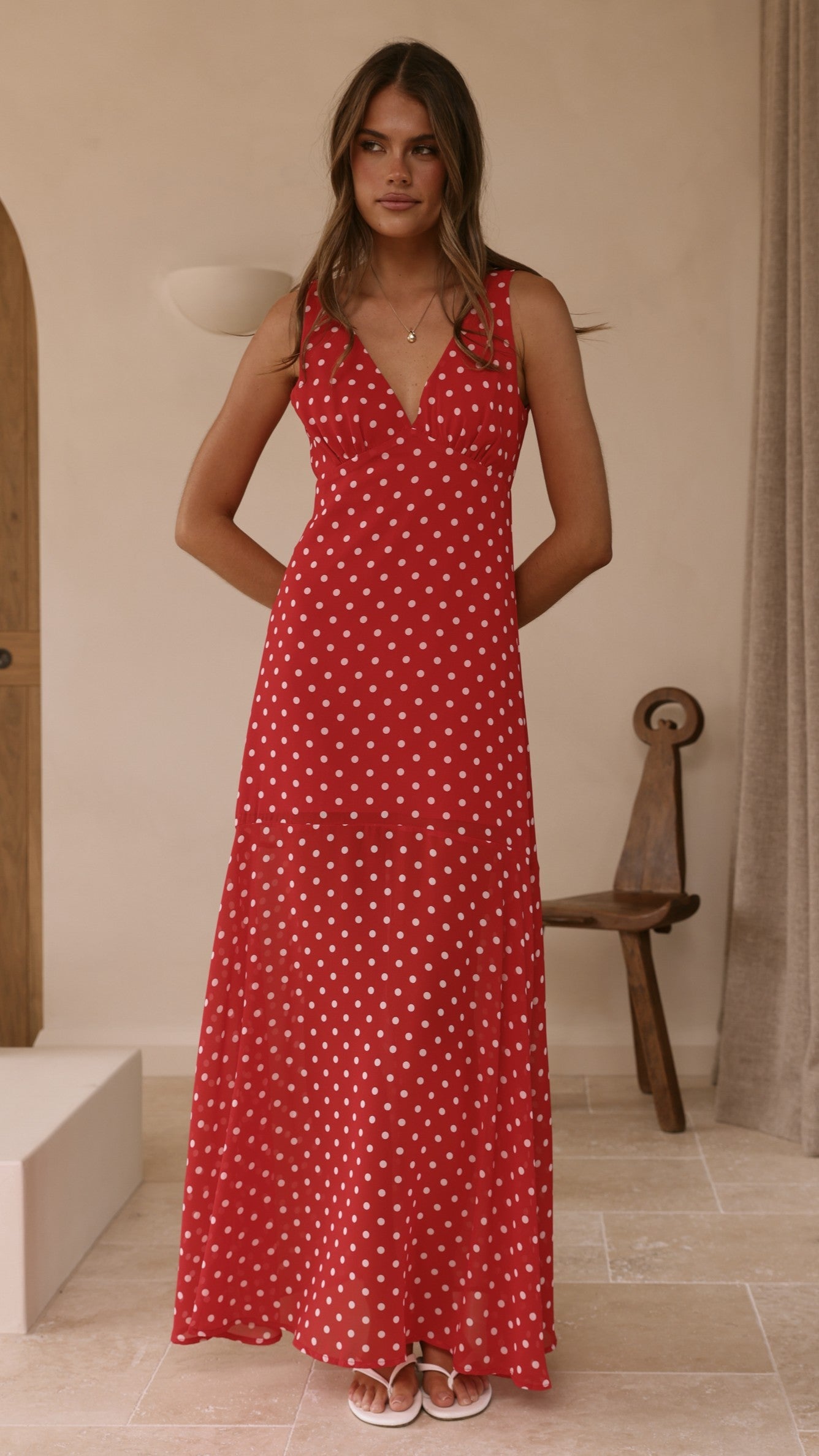 Oriella Maxi Dress - Red Polka