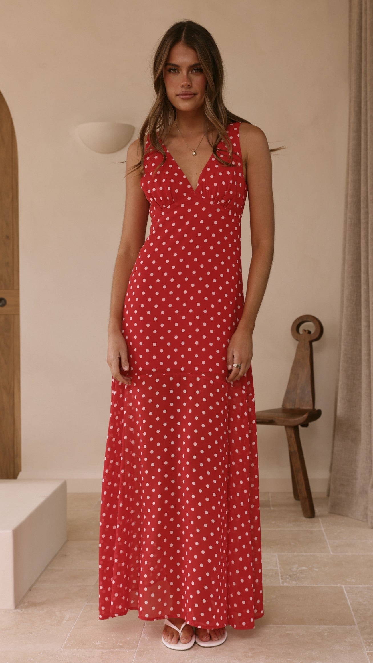 Oriella Maxi Dress - Red Polka