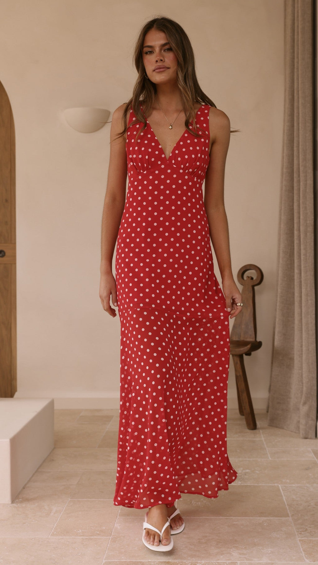 Oriella Maxi Dress - Red Polka