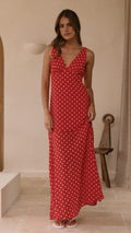 Oriella Maxi Dress - Red Polka