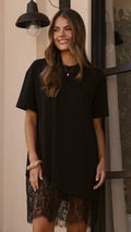 Avei Lace T-Shirt Mini Dress - Black
