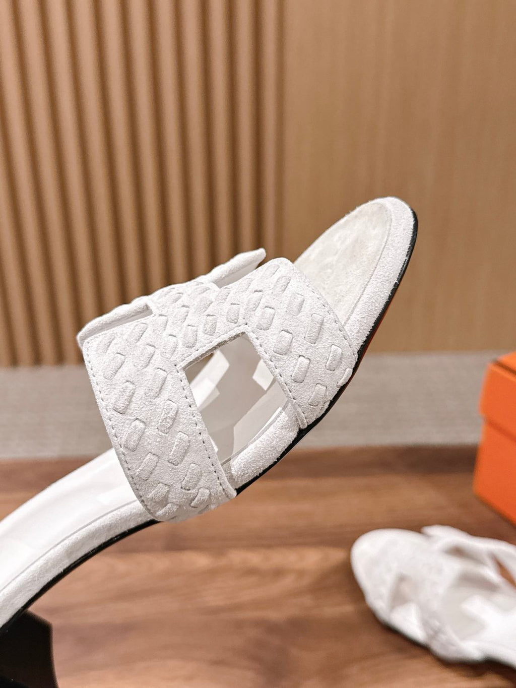 Hermès Woven Low Heel Slippers #384073