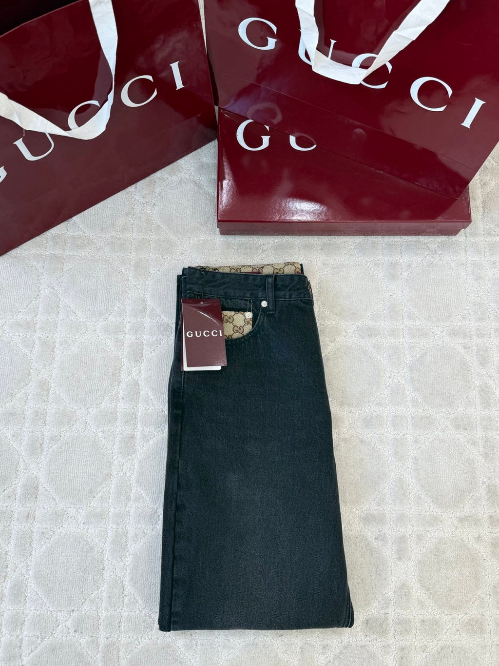 Gucci Washed Cotton Denim Shirt Pants in Black #336977
