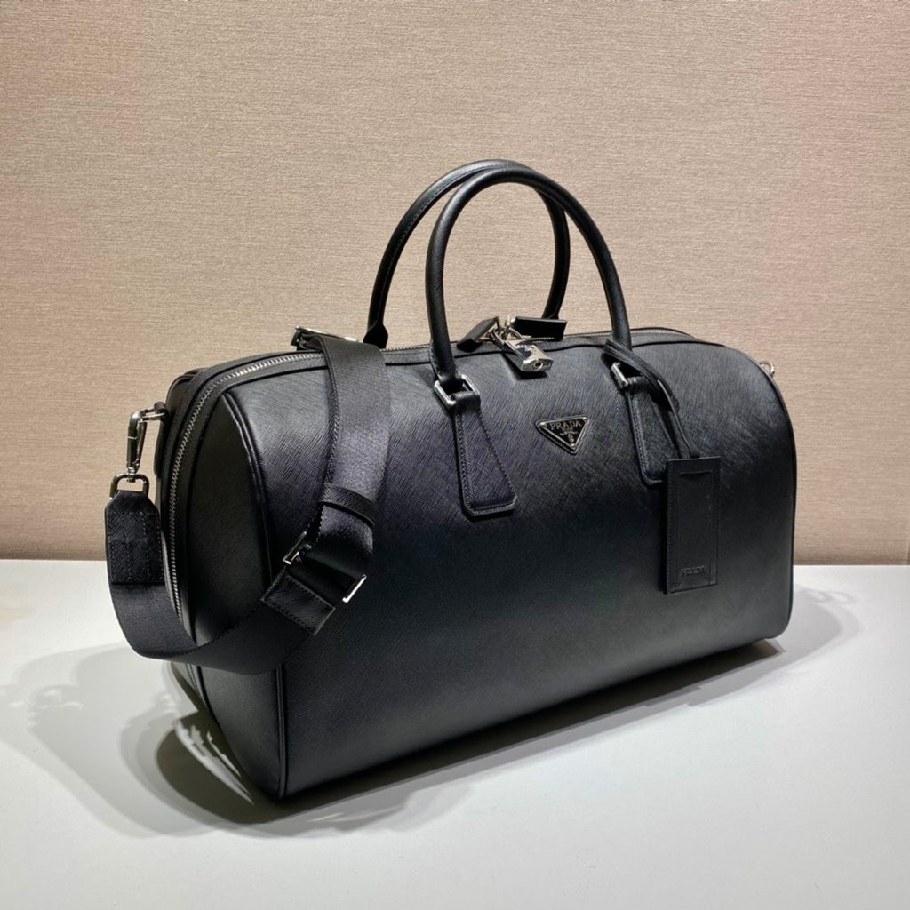 PRADA Black Saffiano Leather Travel Bag #379101