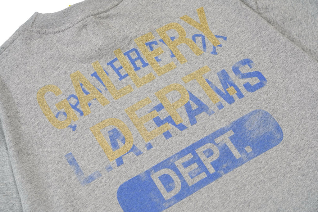 Gallery Dept. X LA Rams Vintage Heather Grey Tee Men's and Women's Summer Grey Letter Round Neck Short Sleeve T-Shirt #99261