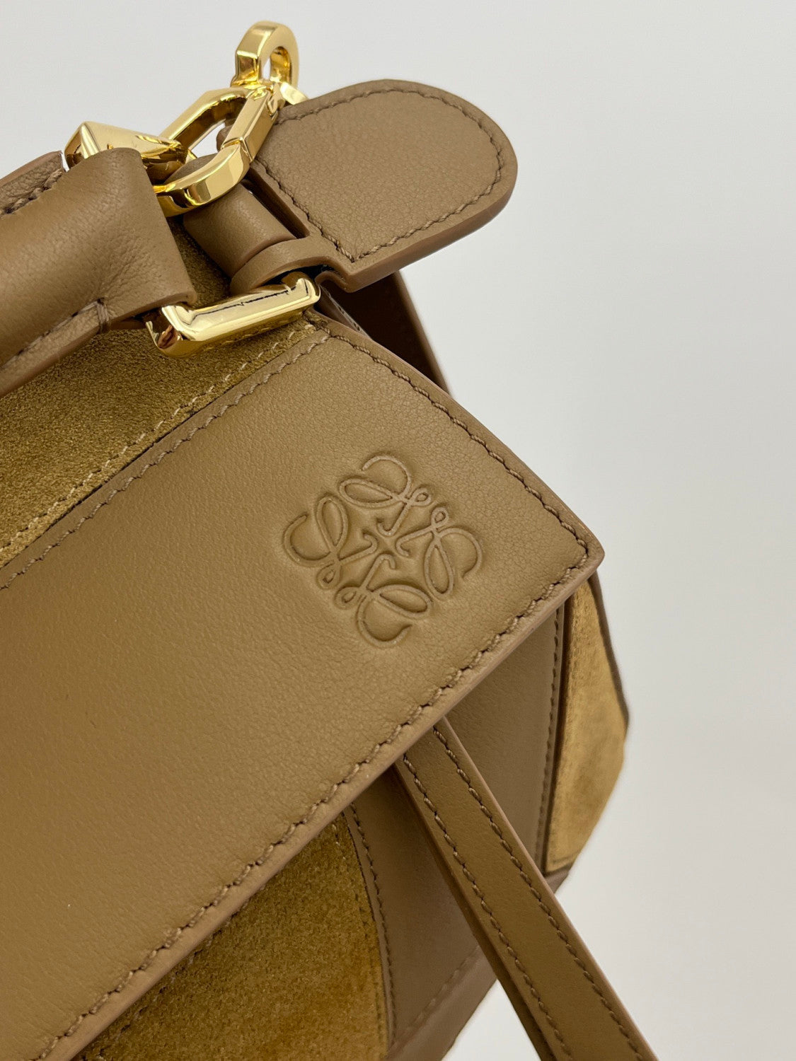 LOEWE Small Puzzle bag in classic calfskin suede Brown #335950