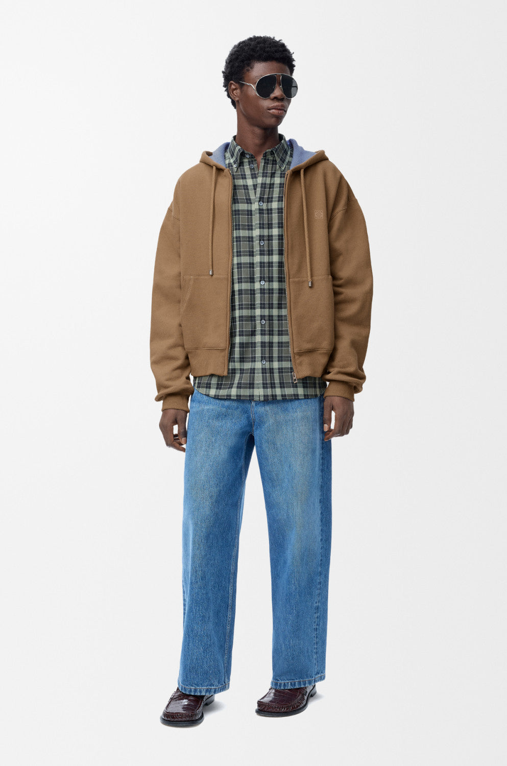 Loewe Zip-up Hoodie in Cotton Beige #333808