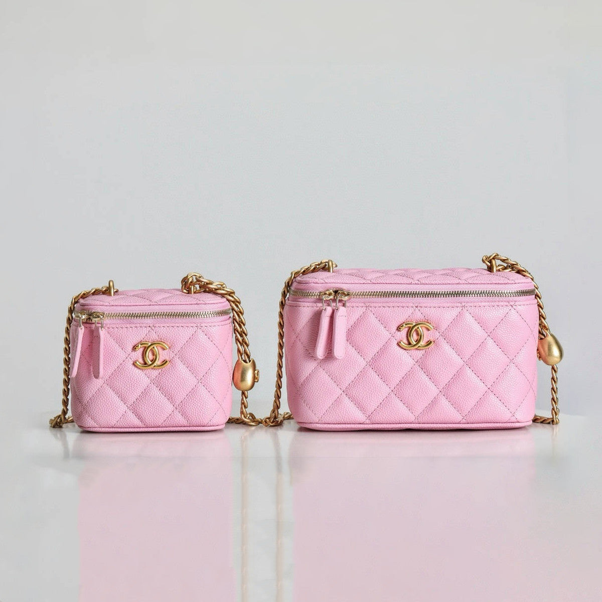 Chanel Women's Solid Color Chain Shoulder Grain Embossed Calfskin Box Bag Tote Shoulder Bags #75941