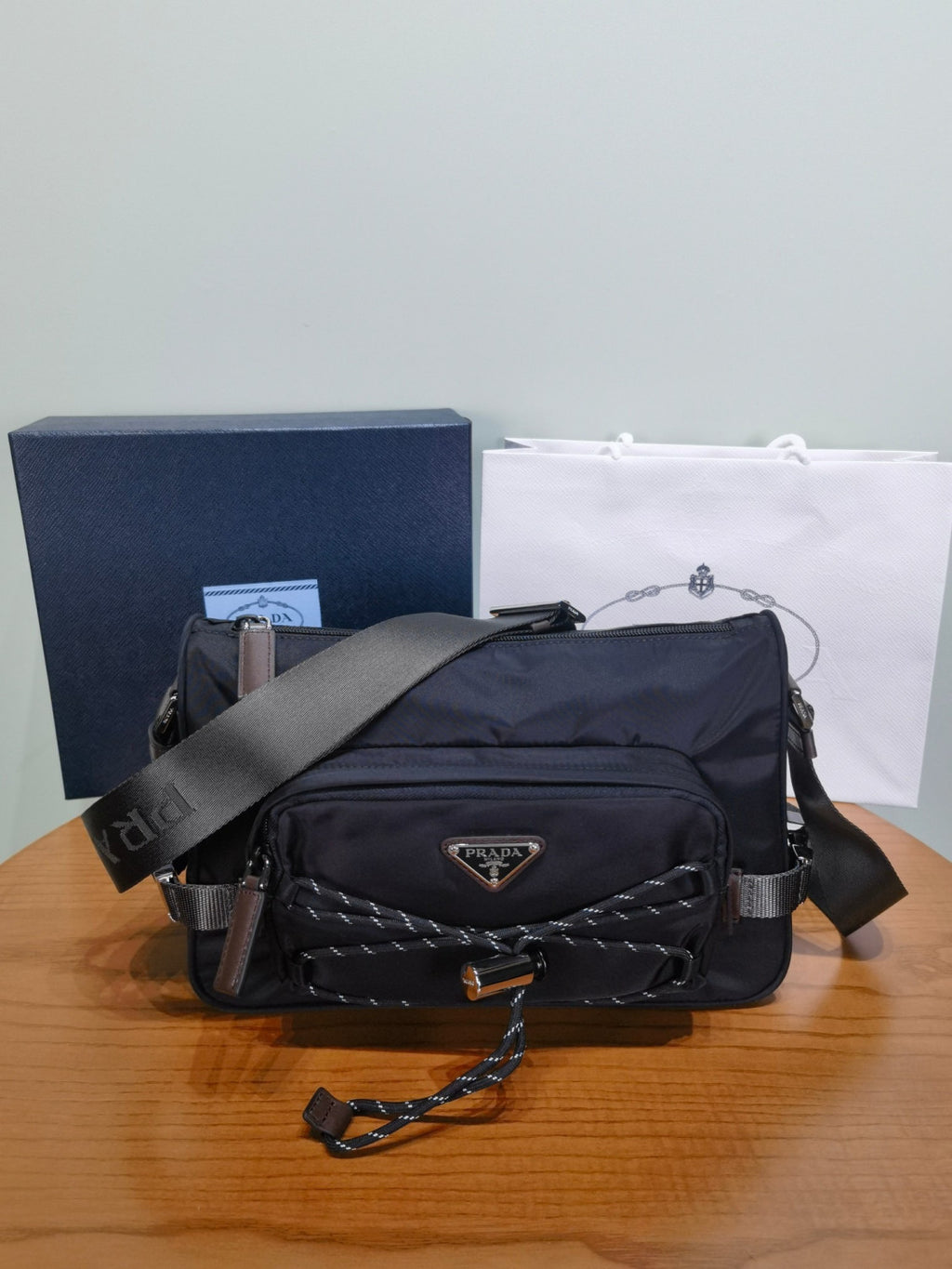PRADA Black Prada Speedrock Re-nylon Leather Shoulder Bag #334216