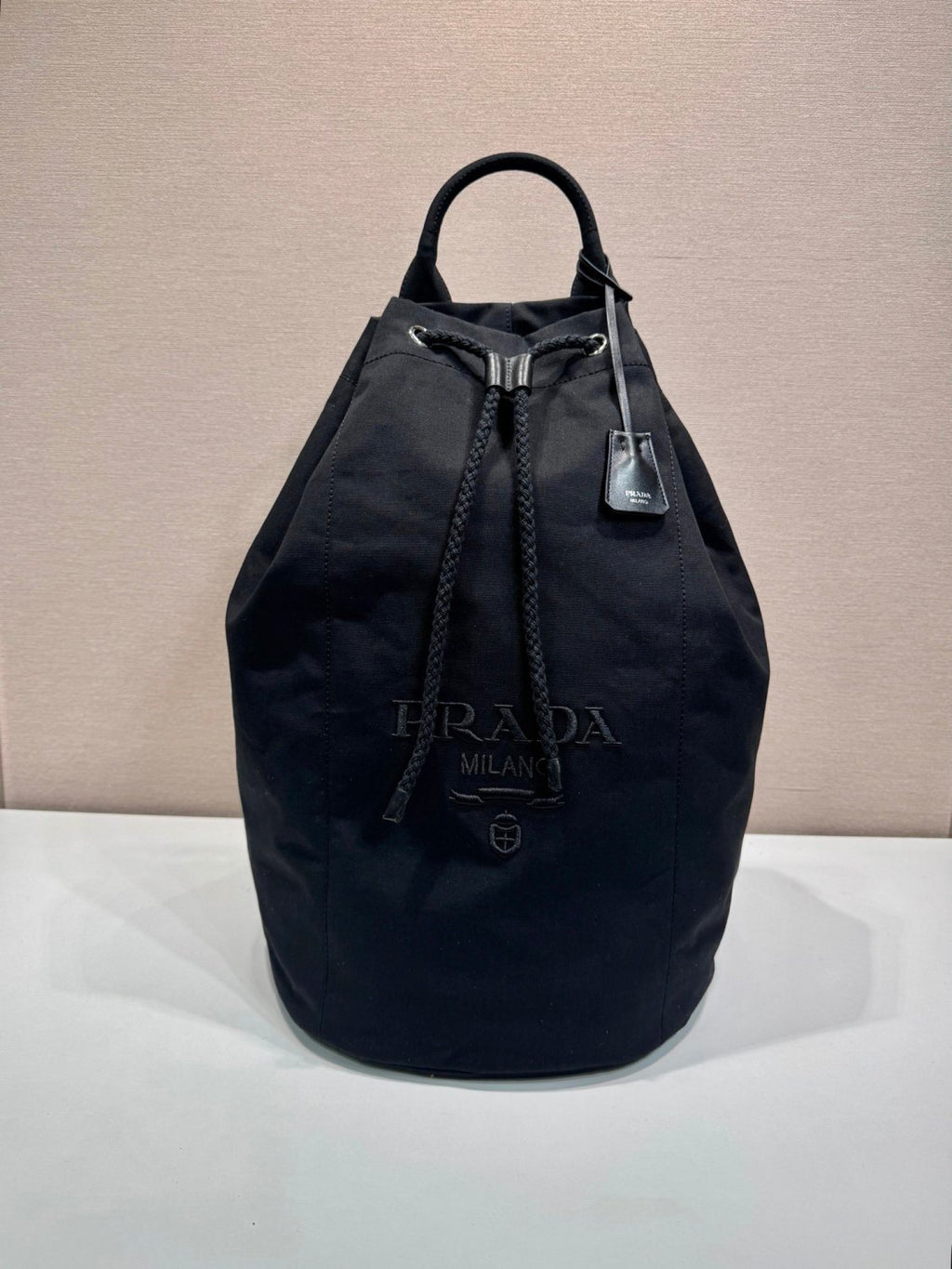 Prada Linen-blend Canvas Drawstring Travel Bag For Men Autumn/winter Fashion Trend Large Capacity Stylish Backpack Bags  2VY011_2CYA_F0216_V_OOO #81994A