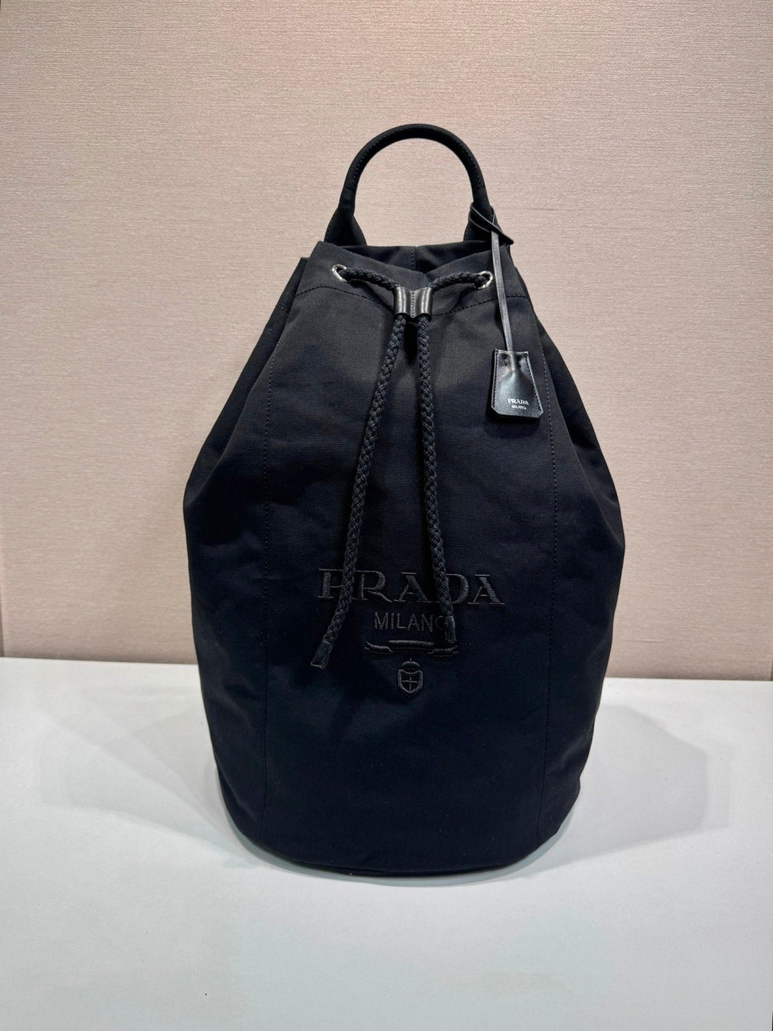 Prada Linen-blend Canvas Drawstring Travel Bag For Men Autumn/winter Fashion Trend Large Capacity Stylish Backpack Bags  2VY011_2CYA_F0216_V_OOO #81994A