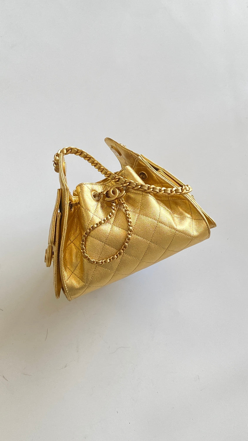 Chanel 25 Mini handbag Metallic Grained Calfskin #333968