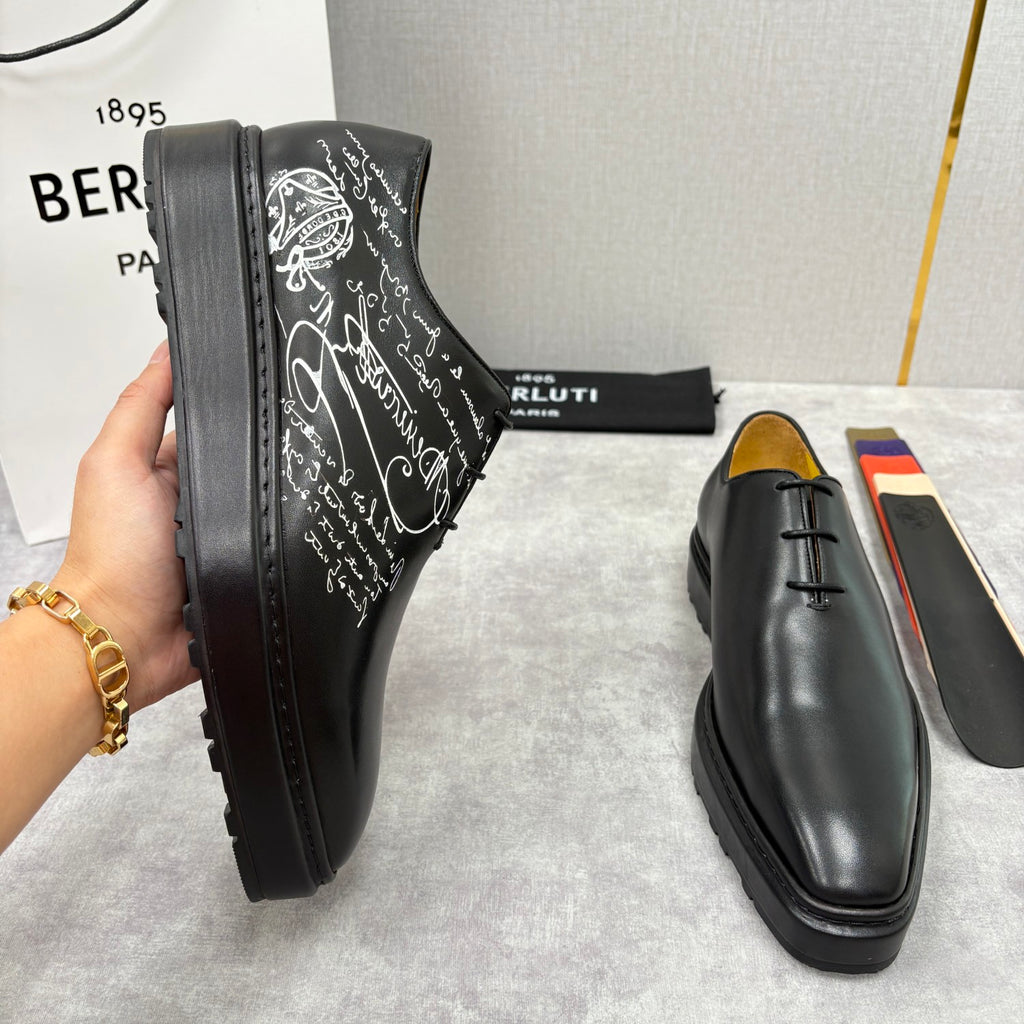 Berluti Men's Spring/Fall Classic Elegant Leather-Sourced Elastic Formal Midsole Dress Shoes #78574
