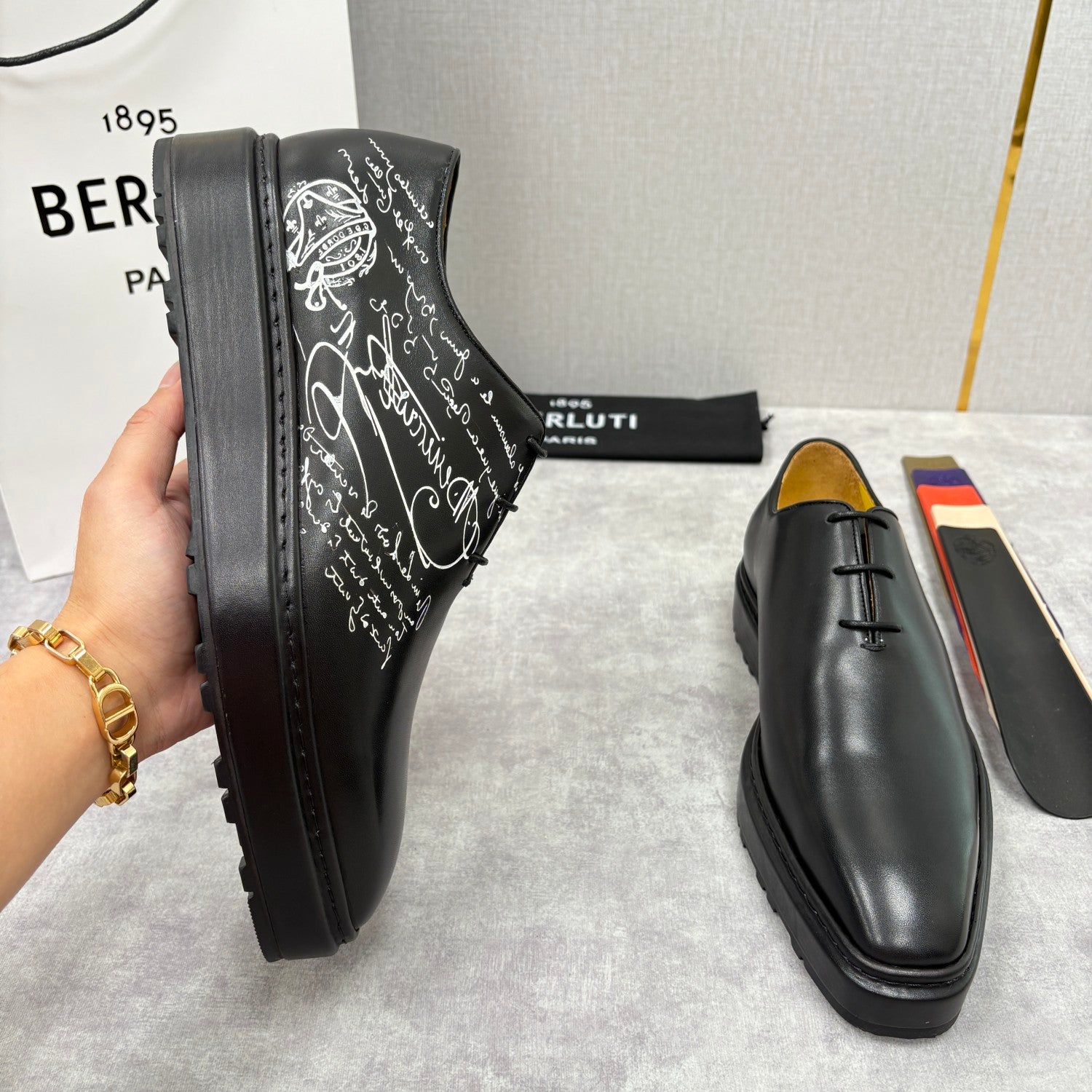 Berluti Men's Spring/Fall Classic Elegant Leather-Sourced Elastic Formal Midsole Dress Shoes #78574