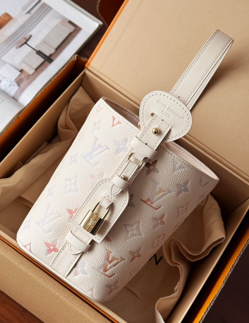 Louis Vuitton All In BB Women's Watercolor Gradient Logo Print Embossed Grained Cowhide Leather Shoulder Bag Crossbody Handbag Tote Bags #78126