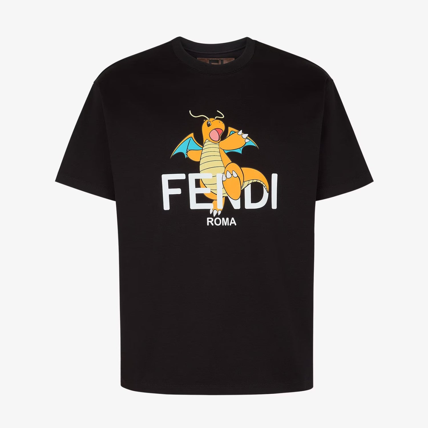 Fendi Men's and Women's Summer Dinosaur Printed Solid Color Round Neck Cotton Short Sleeve T-Shirt #98191