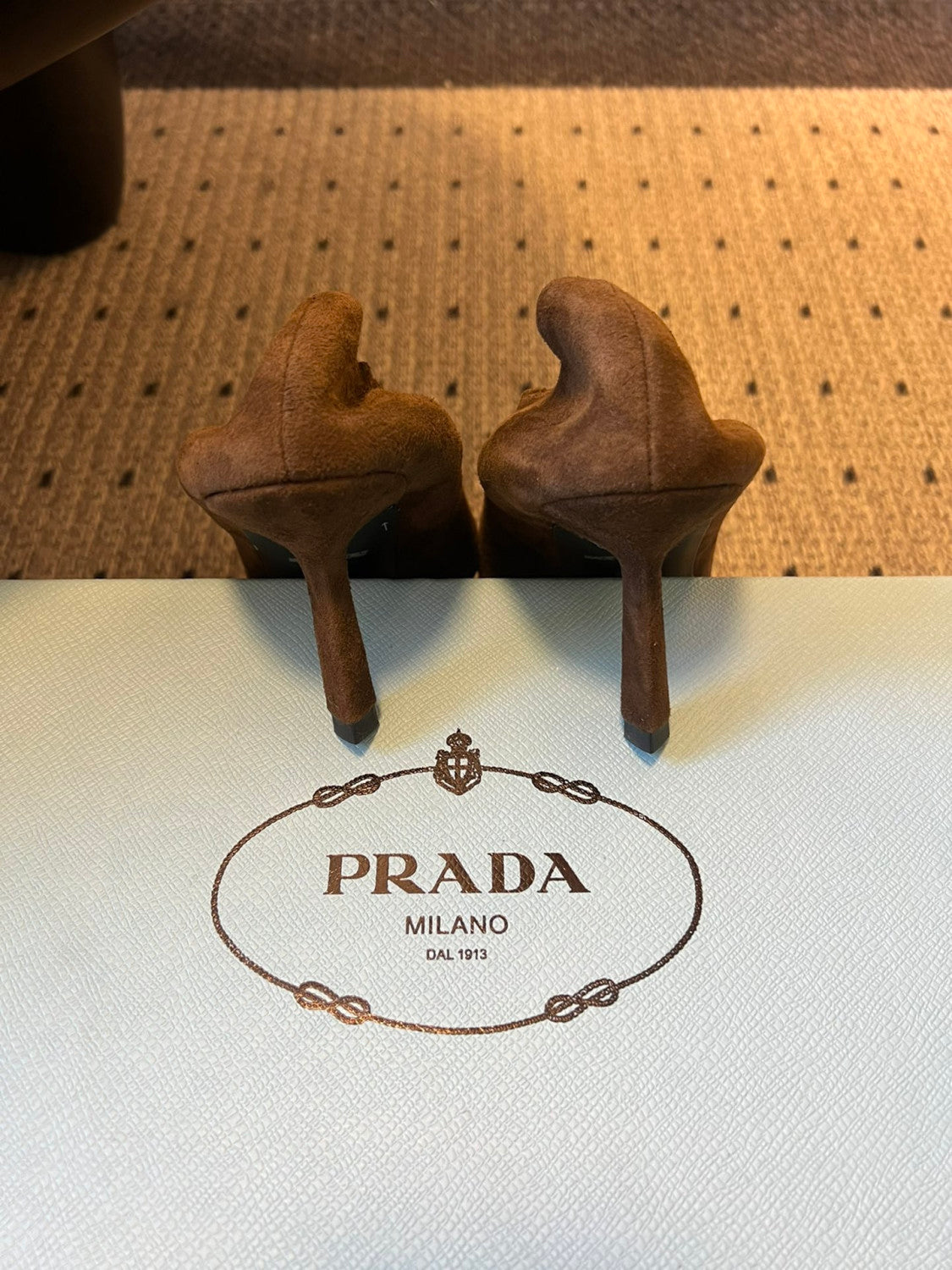 PRADA Cocoa Brown Suede Pumps #334368
