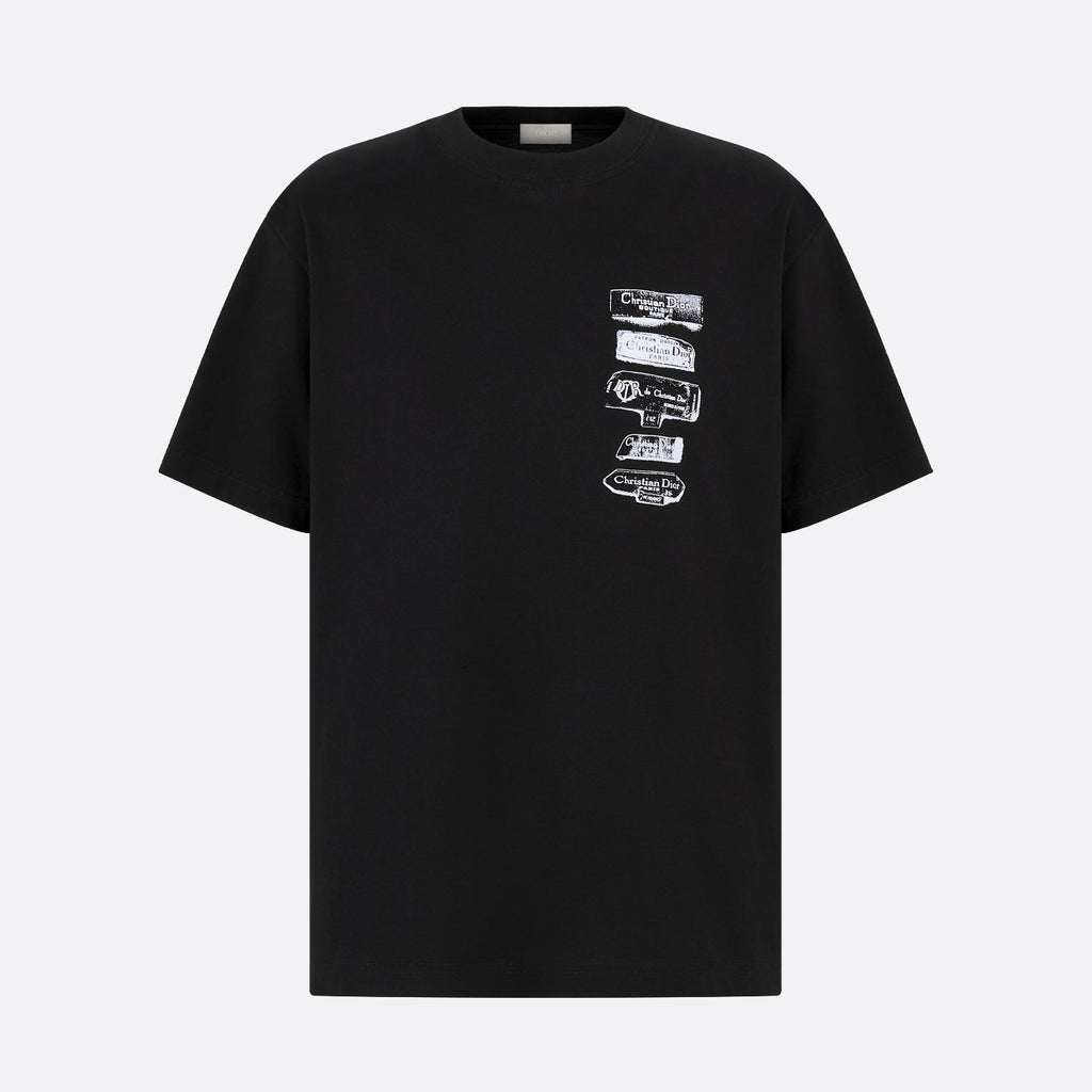 Dior Men's Summer Solid Color Graphic Printed Round Neck Cotton Short Sleeve T-Shirt #74446