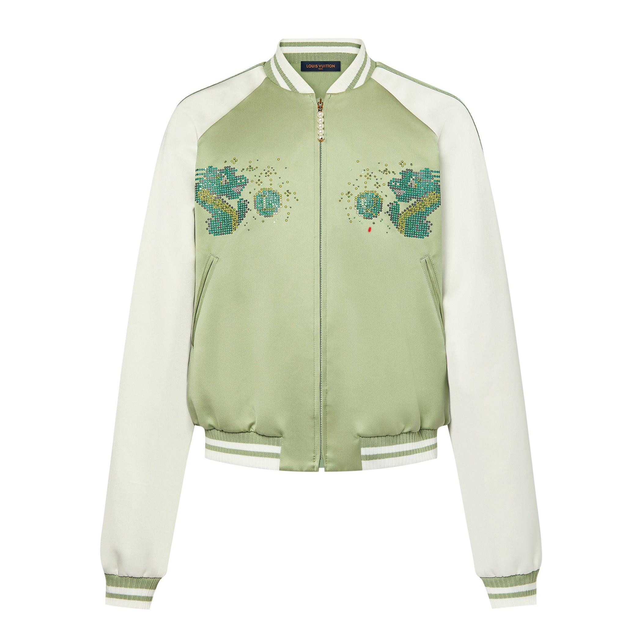 Louis Vuitton Men's Spring and Autumn Clashing Cartoon Dragon Embroidery Pattern Zipper Long Sleeve Jacket #98576
