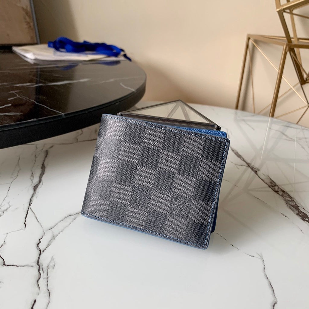 Louis Vuitton Slender Men's Black Checkerboard Printed Canvas Cowhide Card Case Wallet Bag #75932