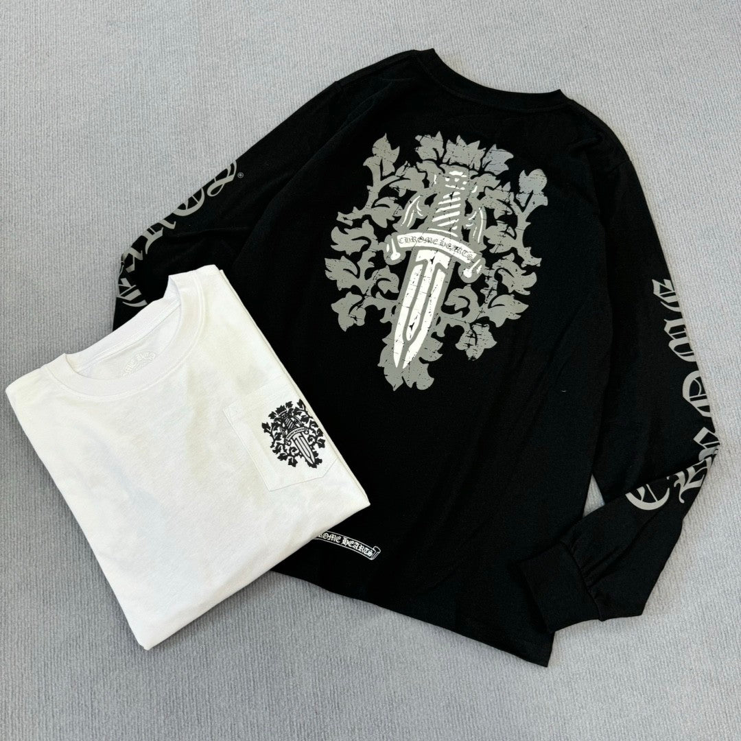 Chrome Hearts Men's Women's Summer Chao Printed Embroidered Letters Long-Sleeved T-Shirt Men And Women Loose Cotton Bottoming Shirt Tops #76433