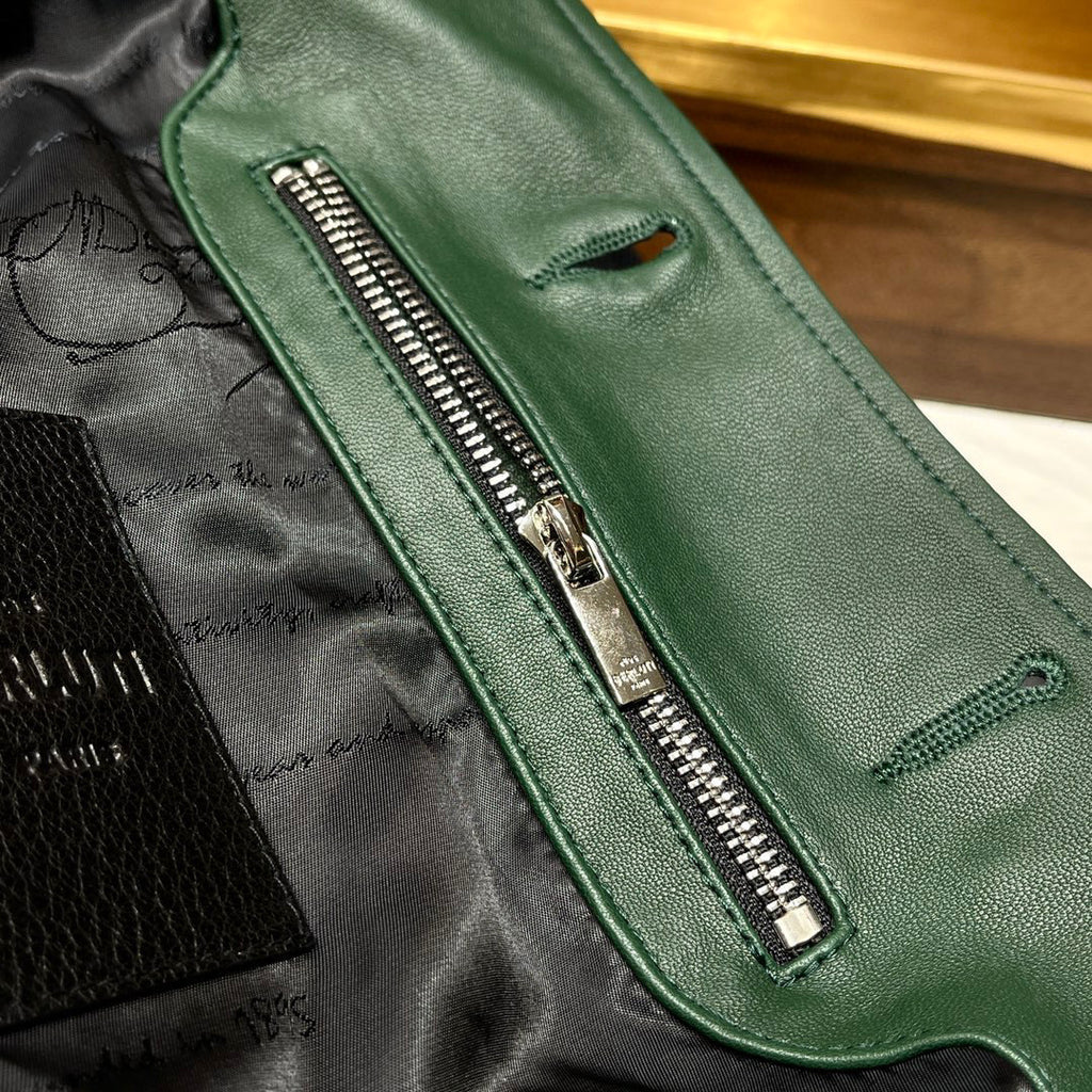 Berluti Buttoned Leather Baseball Jacket #96147
