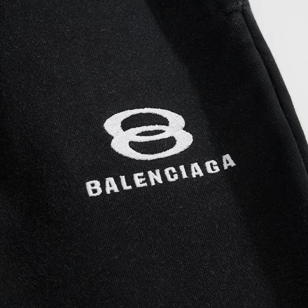 Balenciaga Men's Women's Four Seasons Solid Color Cotton UNITY Sports Iconic Cropped Sweatpants Loose Straight Raw Edge Casual Pant #71415