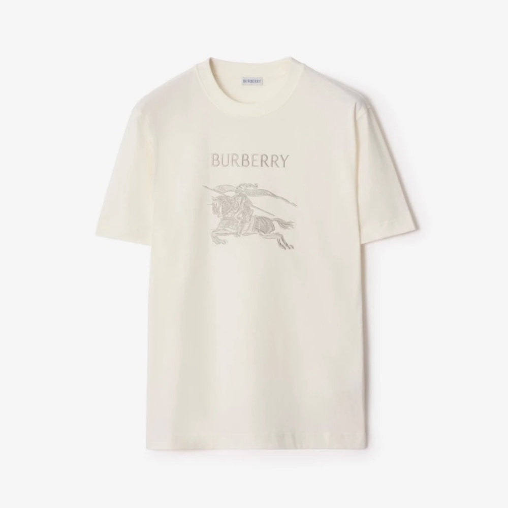 Burberry 26SS Men's and Women's Solid Color T-shirt With Embroidered Logo and Word Art Graffiti #333415