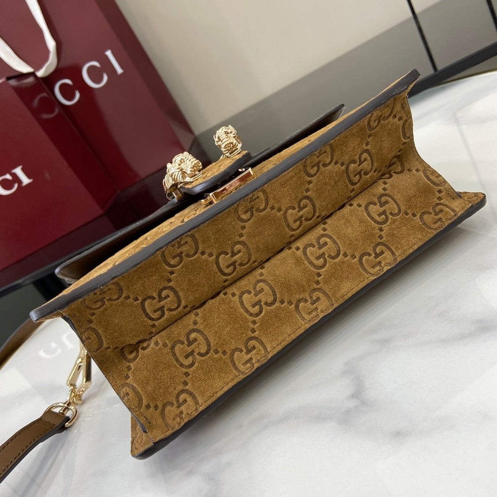 Gucci Women's Solid Color Tiger Head Lock Buckle Suede Handheld Crossbody Shoulder Bag Bags #75132