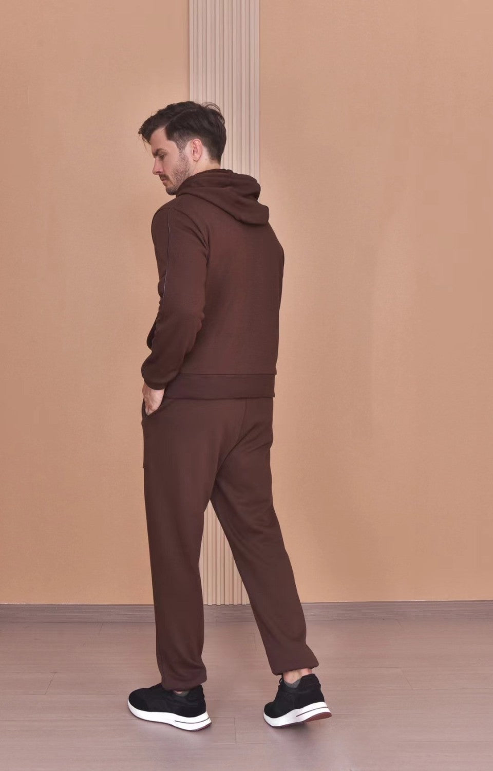 Loro Piana Men's Autumn And Winter Solid Color Hooded Long Sleeve Sweatshirt Casual Lace-Up Pants Set Ngvp #9216