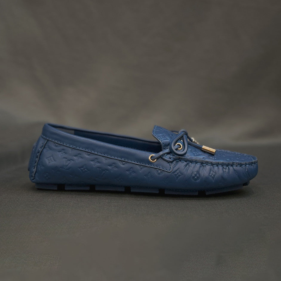 Louis Vuitton Women's Spring/Autumn Fashion Classic Round Toe Slip-On Leather Flat Low Top Loafers Shoes #78437