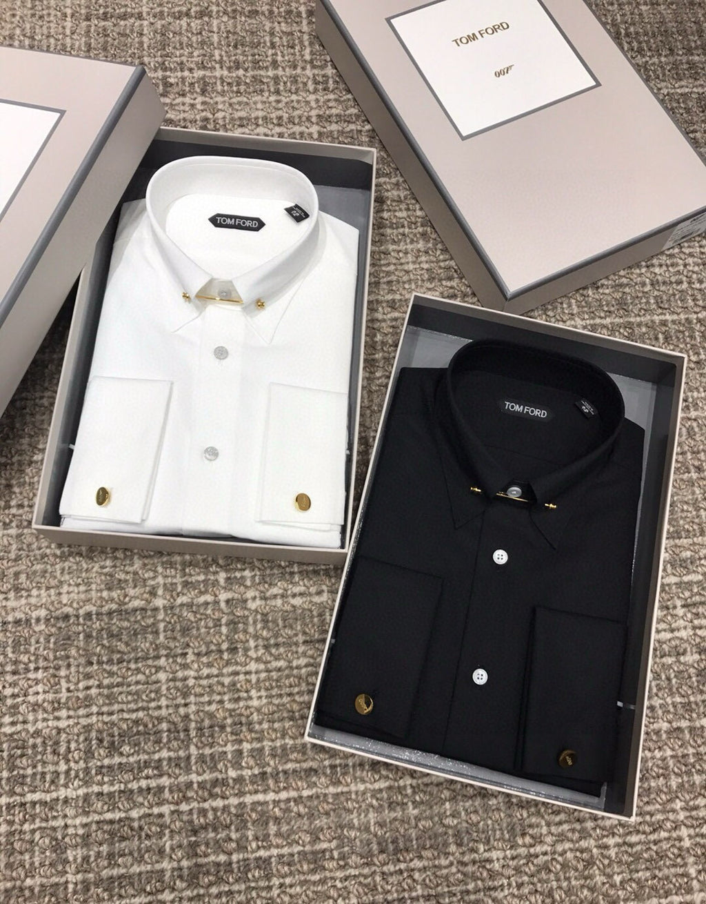 Tom Ford Men's Fashion Classic Notched Lapel Single-Breasted Premium Business Suit French Cuffs Dress Shirt #78943