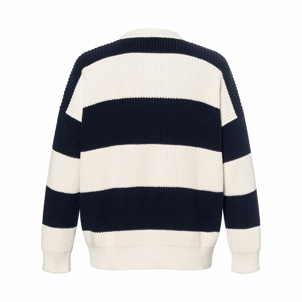 Celine Men's Colorblock Striped Logo Letter Knitted Loose Long-sleeved Sweater #334964