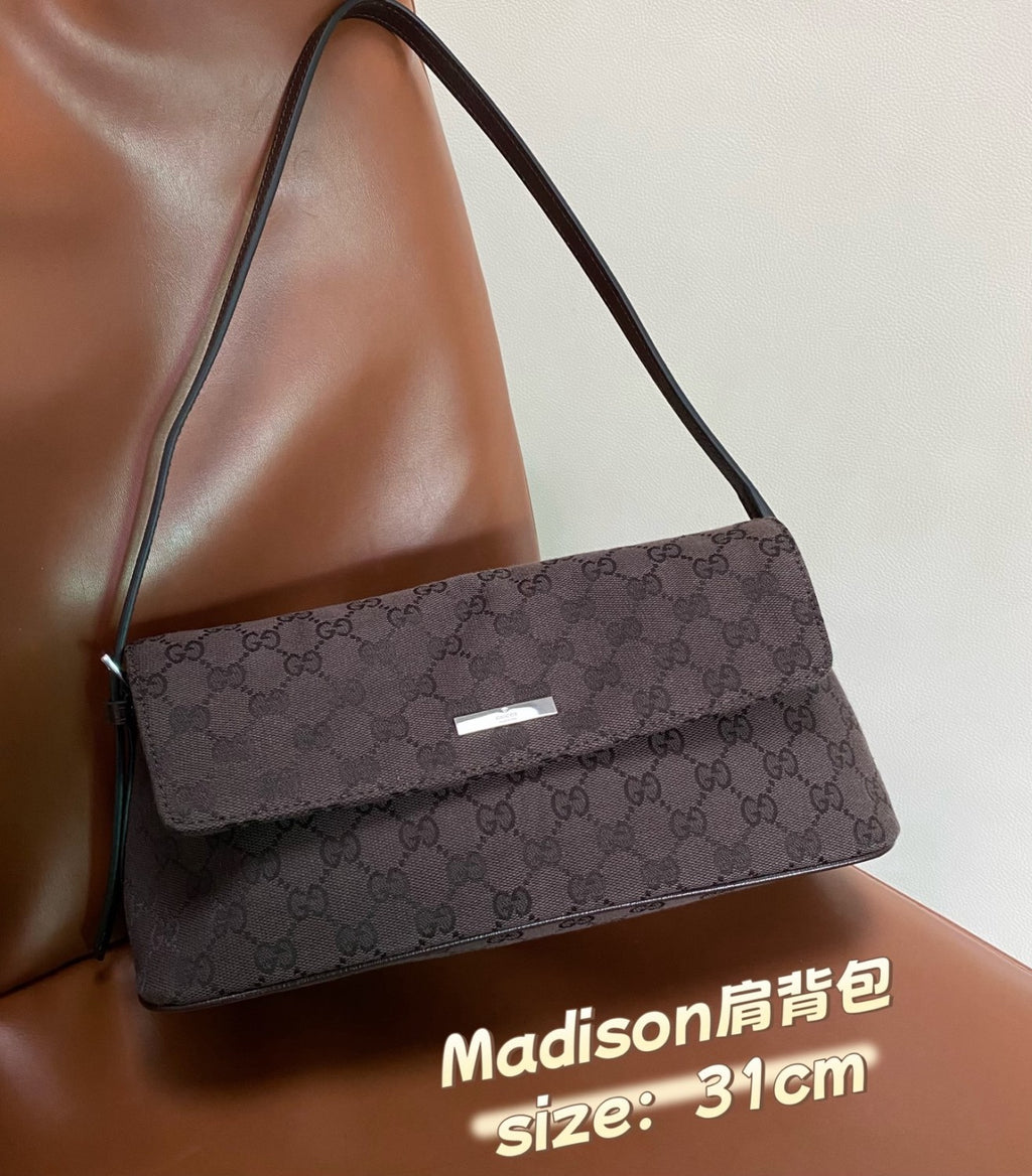 GUCCI Madison Medium Shoulder Bag in Blue GG Denim #383858