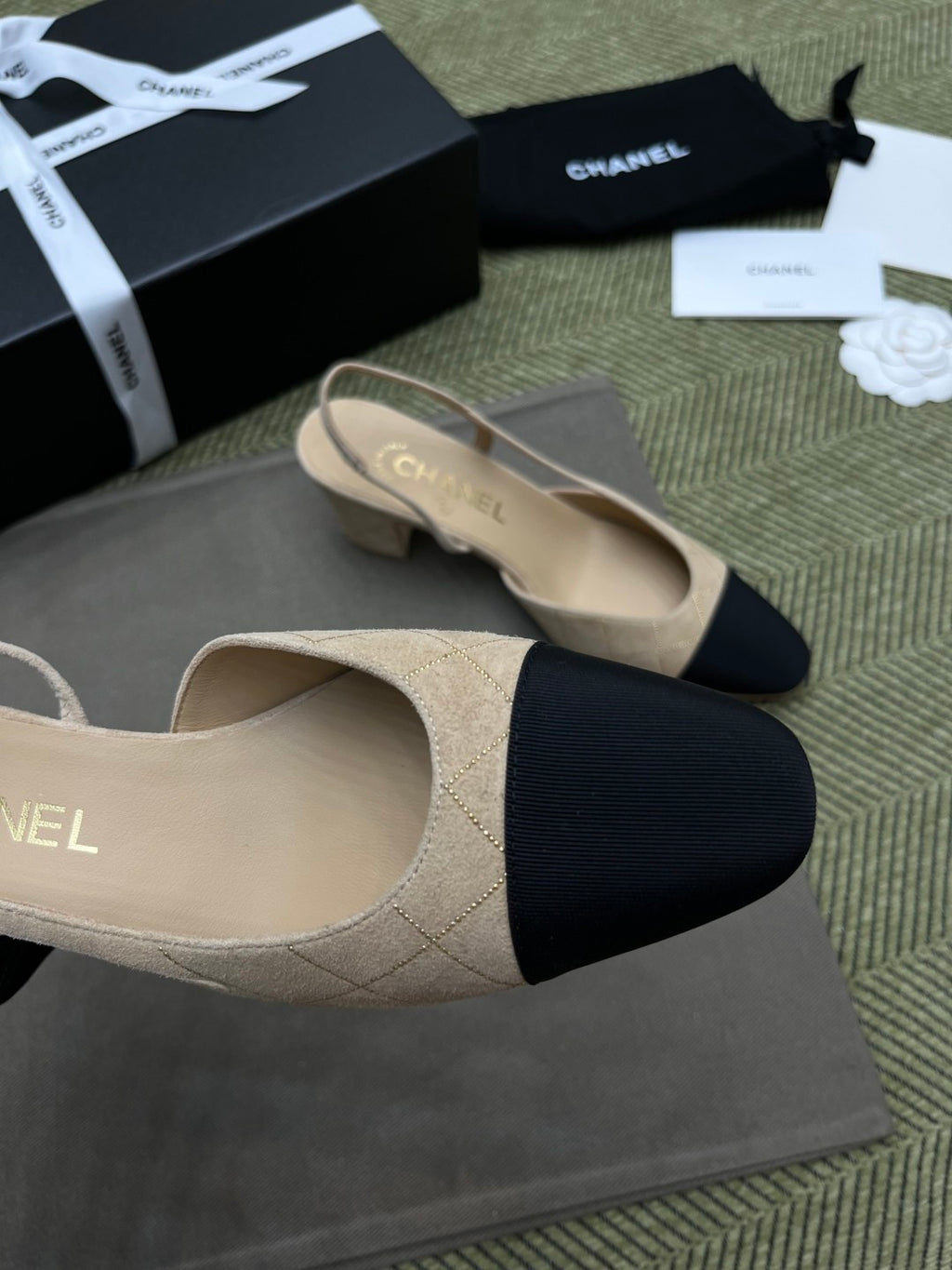 Chanel Women's Checkered Rhinestone Suede Cowhide Solid Color Chunky Heel High Heel Sandals Slingbacks Flat Shoes Spring. Summer. And Fall Casual Shoes Ngvp #2143