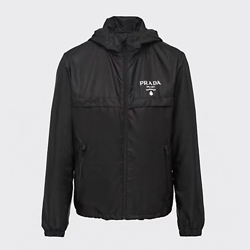 Prada Men's Spring and Summer Fashion Solid Color Zipper Long Sleeve Hooded Jacket #73389