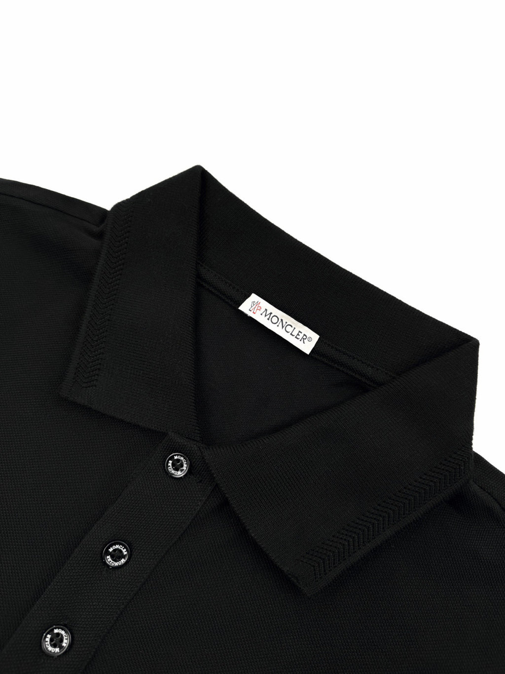 Moncler Black Logo Patch Cotton Piquet Polo Shirt Polos T-shirts #375497