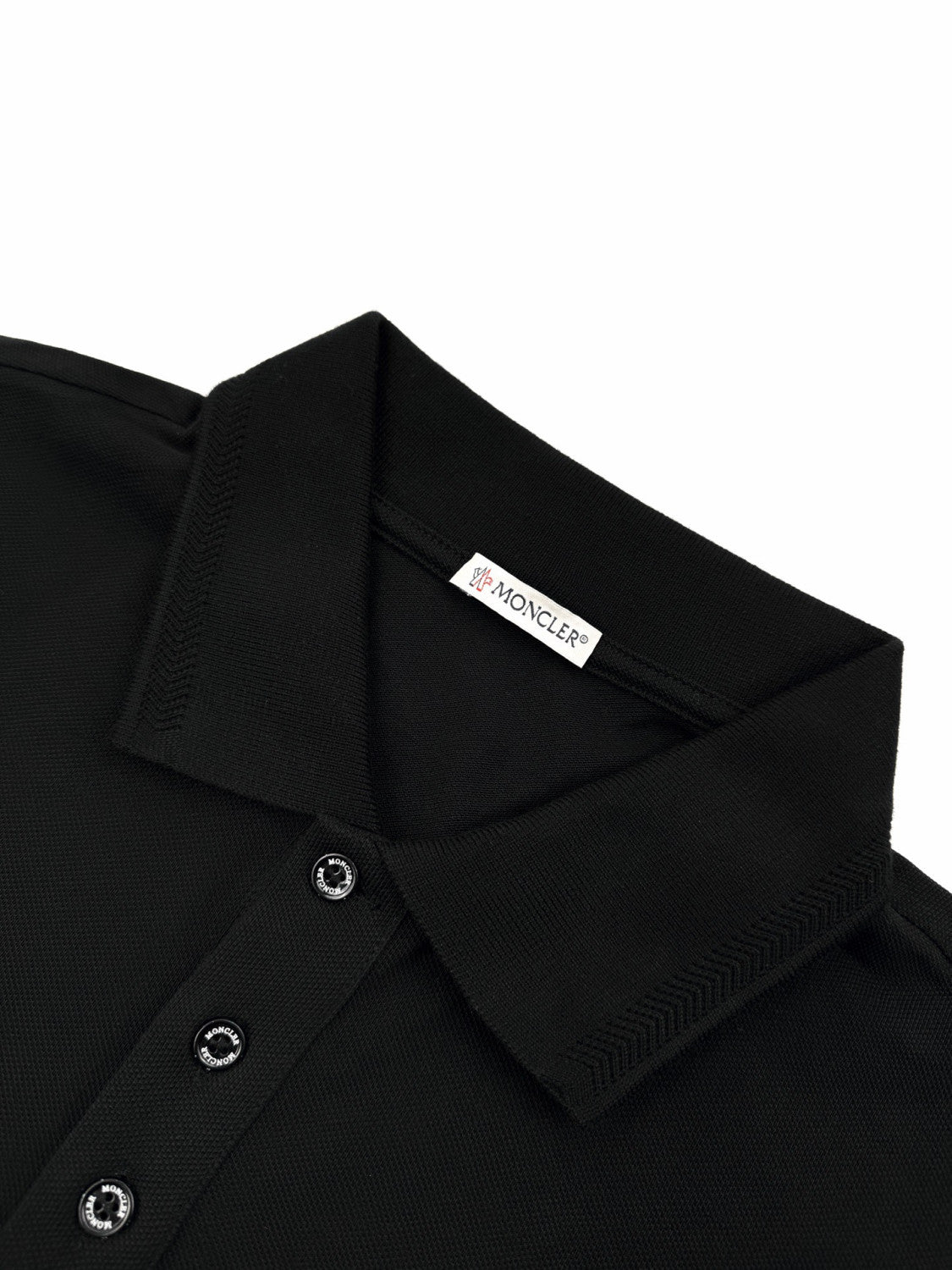 Moncler Black Logo Patch Cotton Piquet Polo Shirt Polos T-shirts #375497