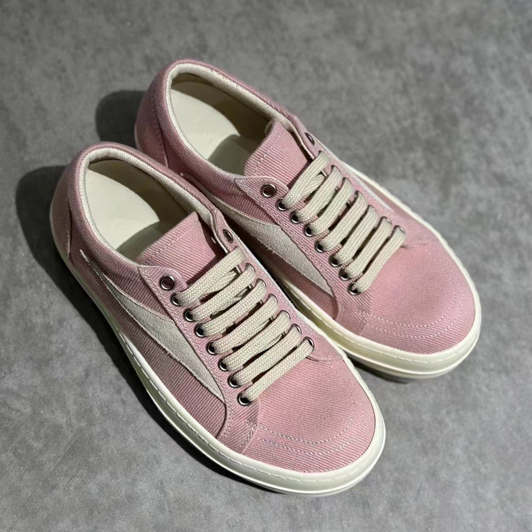 Rick Owens Men's And Women's Spring/Fall Fashion Casual Round Toe Lace Up Color Block Flat Low Top Sneakers Shoes #79449