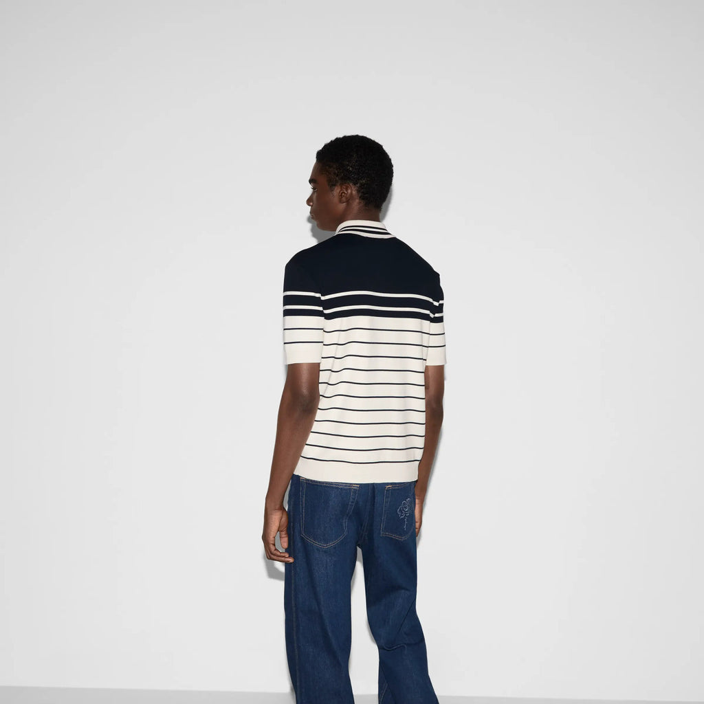 Gucci Men's Striped Logo Embroidered Summer Cotton Slim Fit Short Sleeve Polo Shirt #81176