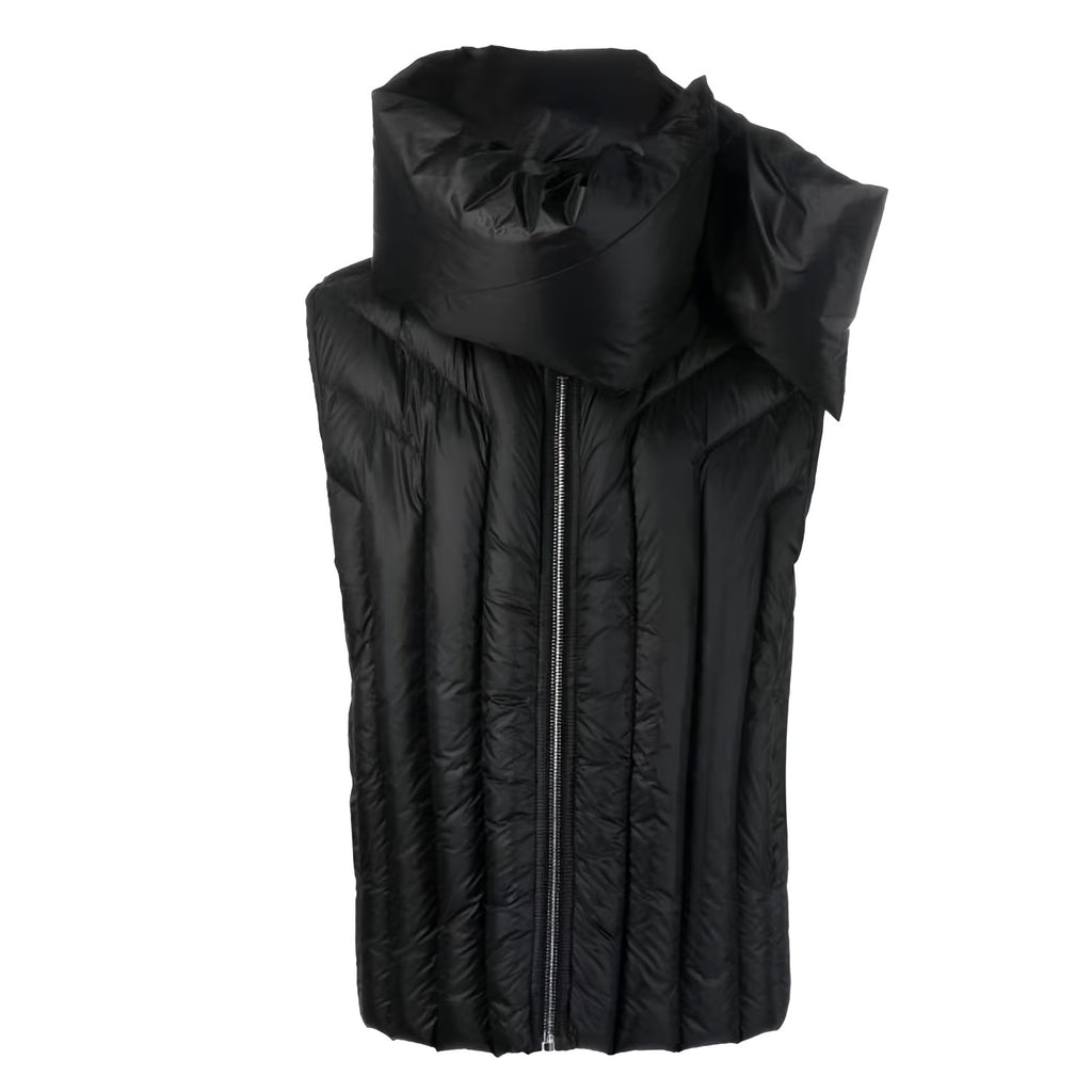 Rick Owens Men's And Women's Fall And Winter Quilted Design Down Jacket Bib Undershirt Jacket Zipper Black Trend Vest Jacket Ngvp #2612