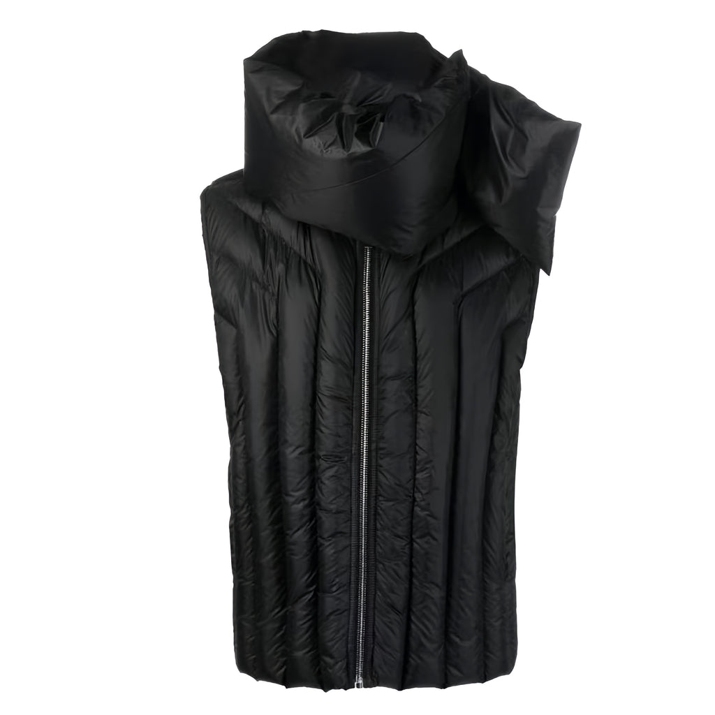 Rick Owens Men's And Women's Fall And Winter Quilted Design Down Jacket Bib Undershirt Jacket Zipper Black Trend Vest Jacket Ngvp #2612