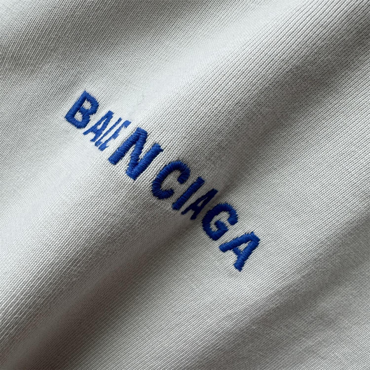 Balenciaga Men's And Women's Summer Solid Color Embroidered Letter Print Cotton Crew Neck Short Sleeve T-shirt #77879