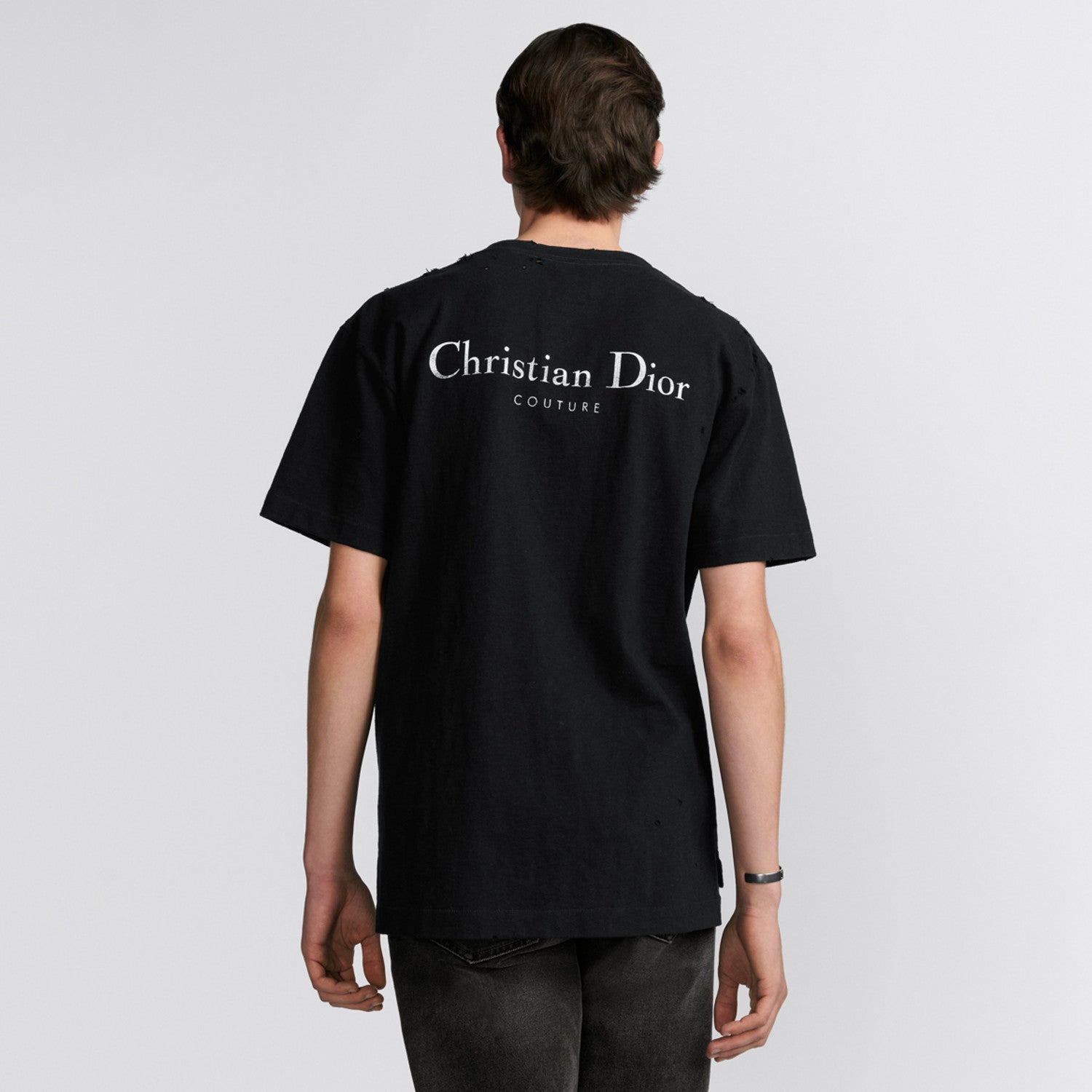 Dior Men's & Women's Summer Fashion Casual Solid Color Crew Neck Christian Dior Couture Print Relaxed Fit Plain-weave Knit Fabric With Distressed Finish Short Sleeve T-Shirt #79127